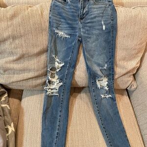 American Eagle Outfitters Ripped Blue Skinny Jeans